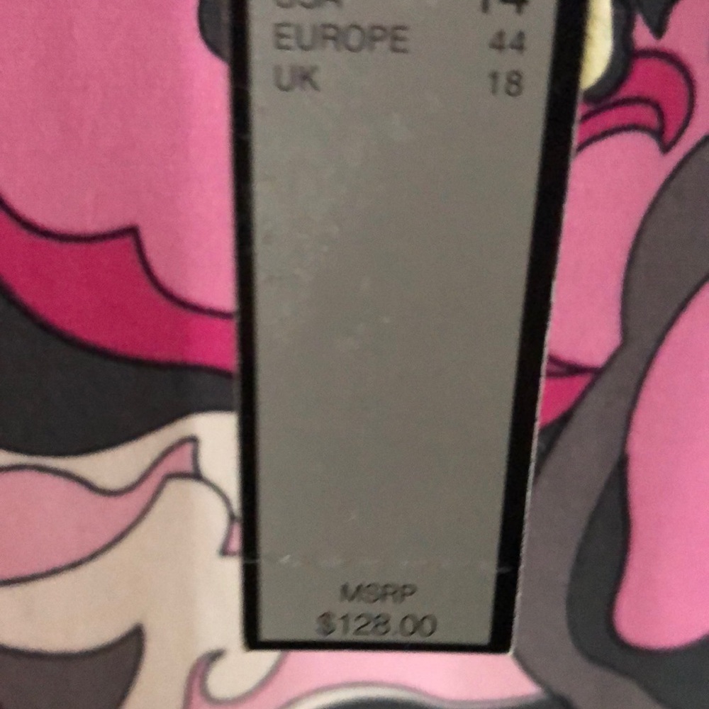 Tahari Pink/Grey/White 3/4 Sleeve Dress - Picture 4 of 5